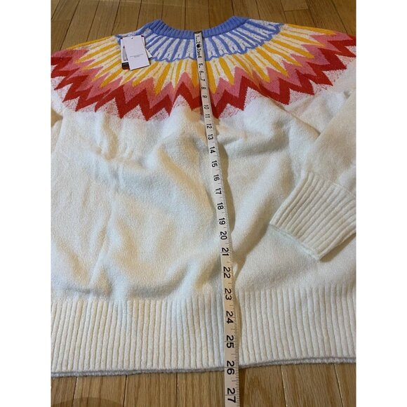 French Connection Cream Sweater Burst Accent Multicolor NWT Brand New Colorful - Picture 7 of 8